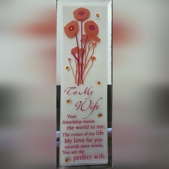 To My Wife Rhinestone Glass Plaque - Picture 1 of 6